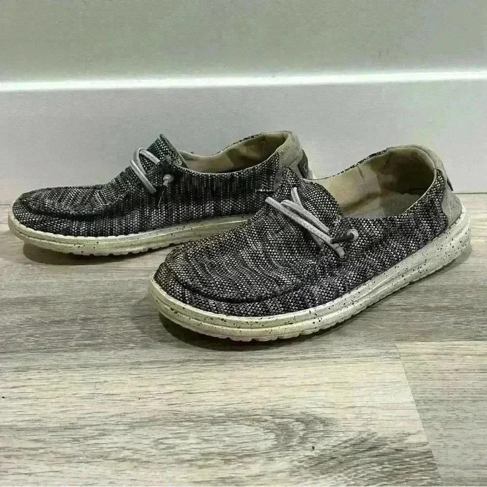 Hey Dude Wendy Sox Dark Grey Canvas Casual Lightweight Slip On Shoes Size 6 - Picture 9 of 9